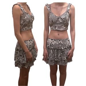 Stitch and Pine Black and White Monochrome Swirl Print two piece set